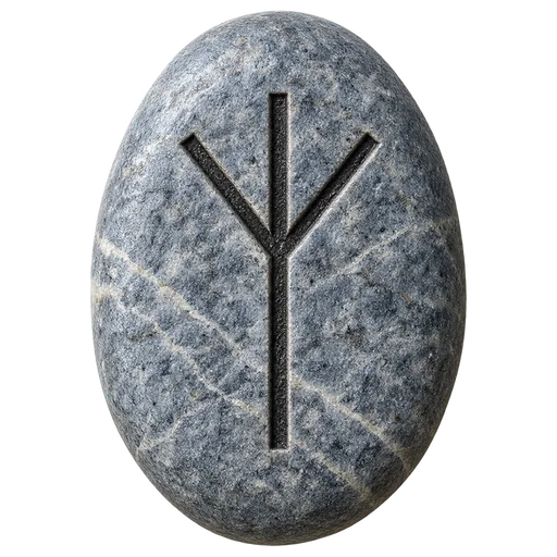 Piedra del juego con el signo de Algiz