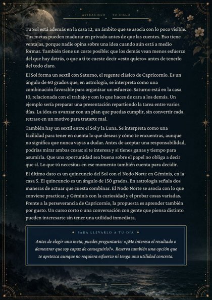 La lectura de la carta natal ilustrada de muestra