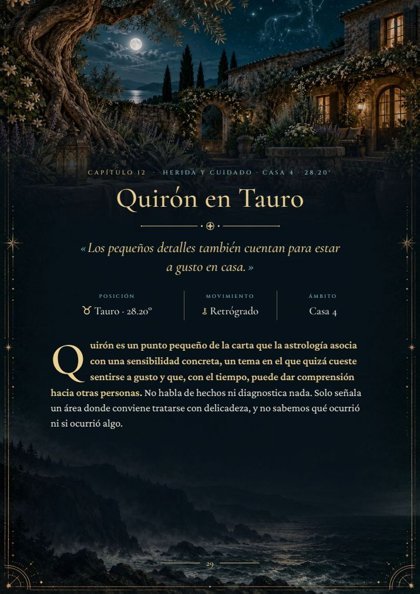 Quirón de la carta natal ilustrada de muestra