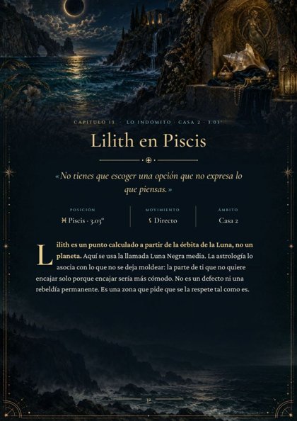 Lilith de la carta natal ilustrada de muestra