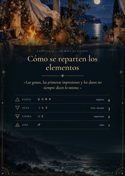 Los elementos de la carta natal ilustrada de muestra